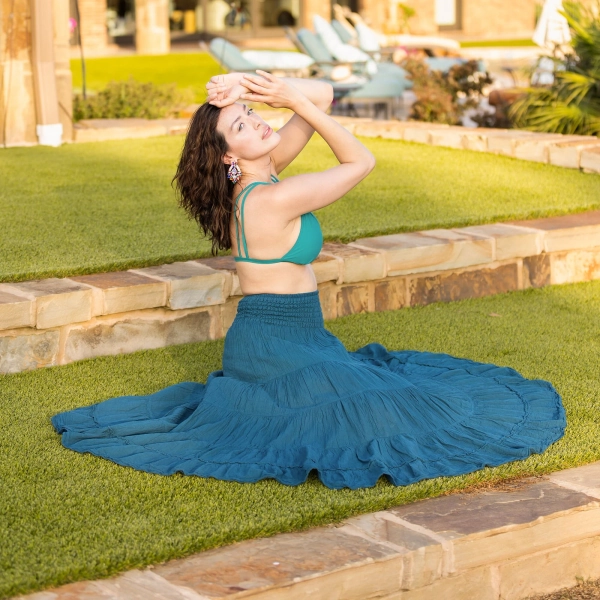 Boho Cotton Maxi Skirt | Natural Cotton Flowy Skirt | Long Skirt | 