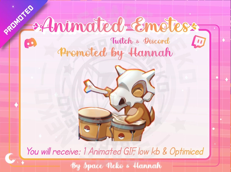 Animated Cute Chibi Emote For Twitch And Discord Pokemon Cubone Anime bongo cat Profesional