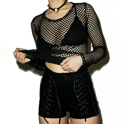 'Bleeding Me' Fishnet Top - black / XL