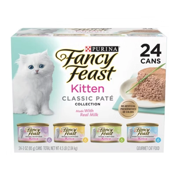 Purina Fancy Feast Tender Seafood, Turkey, Chicken and Salmon Flavor Variety Pack Wet Cat Food - 4.5lbs/24pk