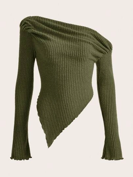 SHEIN ICON Camiseta asimétrica con hombros descubiertos al estilo Y2K grunge