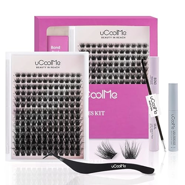 Magic Lash Clusters Kit 8-18mm Volume Wispy Eyelash Clusters Kit D Curl - WideSpan DIY Eyelash Extension Kit Cat Eye Lashes Individual Fake Eyelashes Clusters Kit with 0.05mm Ultra-Thin Black Band