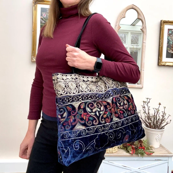 Large Purple Unique Bohemian Velvet Patchwork Shoulder Totes Bag. Handmade Indian Handbag. Perfect Gift for Girl. - Etsy Australia