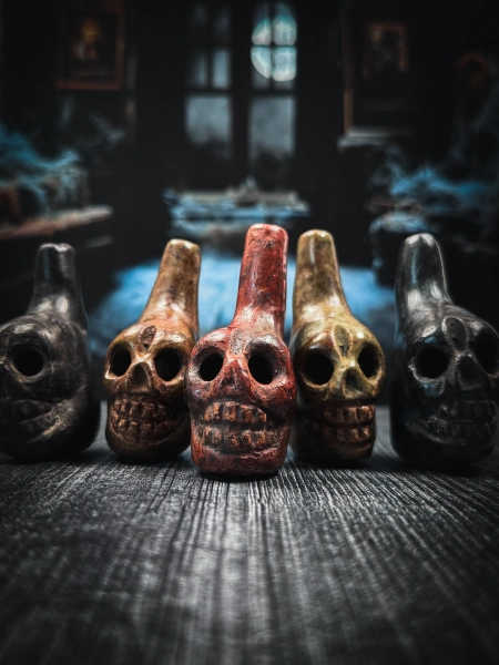Aztec Death Whistle | Handmade Authentic Clay Ritual Instrument | Oddity Curiosity Collectors Piece | Classic Screaming Skull