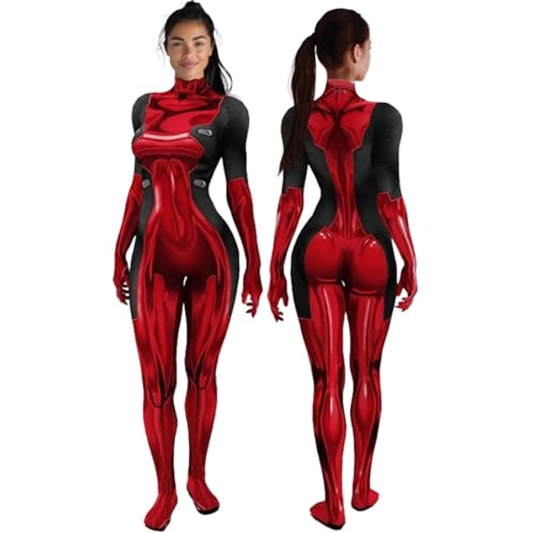 Eykug Ladypool Costume Jumpsuit for Women Halloween Superhero Bodysuit Spandex Zentai Suit 3D Print