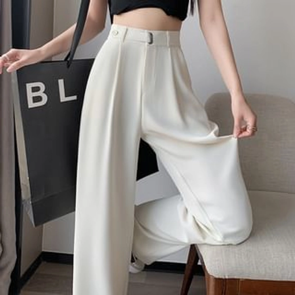 High Rise Plain Wide Leg Suit Pants (Various Designs)