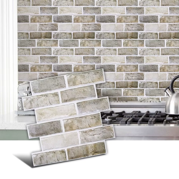 10pcs 3D Faux Brick Peel and Stick Backsplash