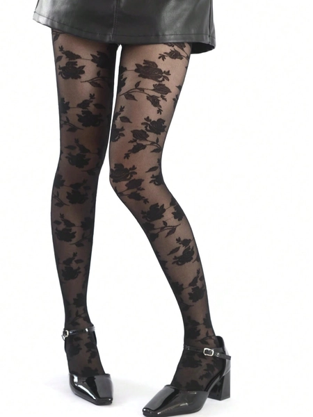 1pc Rose Patterned Stockings