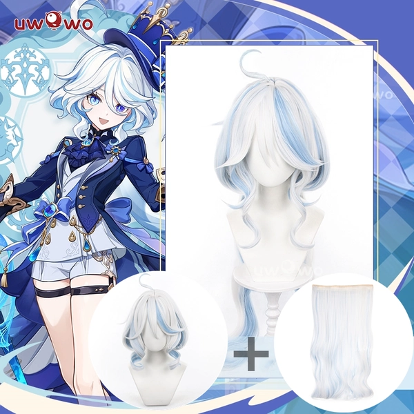 【Pre-sale】Uwowo Genshin Impact Furina Focalors Cospaly Wig Light Blue And Silver Hair Two Styles