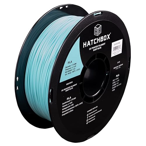 HATCHBOX 1.75mm Baby Blue PLA 3D Printer Filament, 1 KG Spool, Dimensional Accuracy +/- 0.03 mm, 3D Printing Filament - Baby Blue