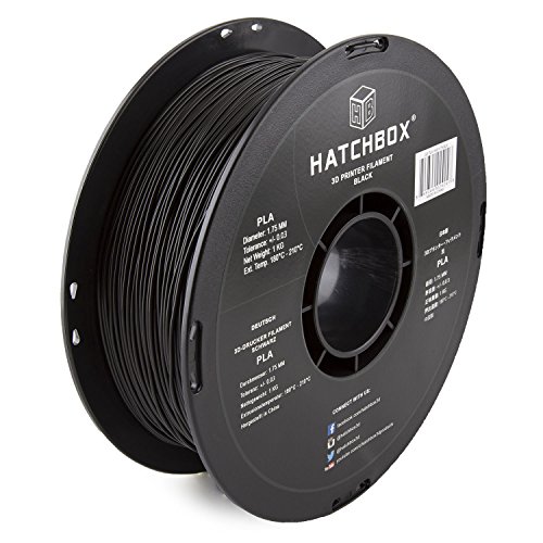 HATCHBOX 1.75mm Black PLA 3D Printer Filament, 1 KG Spool, Dimensional Accuracy +/- 0.03 mm, 3D Printing Filament - Black