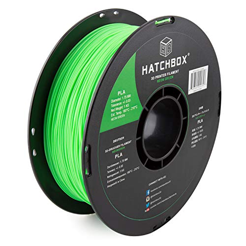 HATCHBOX 1.75mm Neon Green PLA 3D Printer Filament, 1 KG Spool, Dimensional Accuracy +/- 0.03 mm, 3D Printing Filament - Neon Green