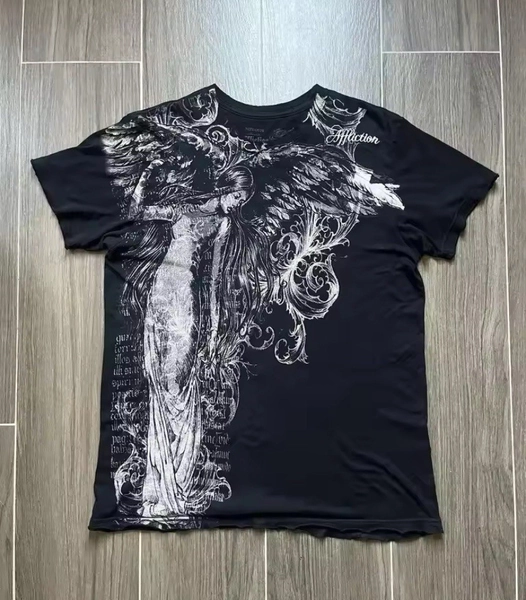 Affliction Graphic Black T-Shirt with Angel Print