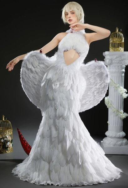 Delicious in Dungeon Falin Cosplay Costume Dress with Necklace and Back Chain