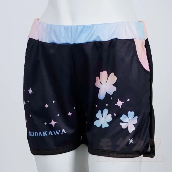 Modakawa Gradient Flower Star Letter Print Casual Shorts