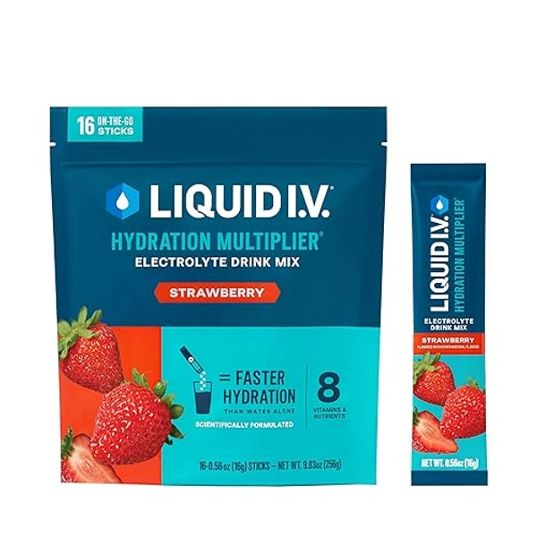 Liquid I.V.® Hydration Multiplier - Strawberry | Electrolyte Powder Drink Mix | 1 Pack (16 Servings)