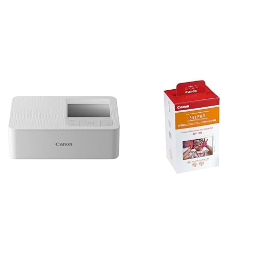 Canon SELPHY CP1500 Compact Photo Printer with RP-108 Color Ink and Paper Set, Portable Photo Printer, Instant Photo Printer, Mobile Friendly, AirPrint, White - White - Printer + 2 Paper Pack Bundle