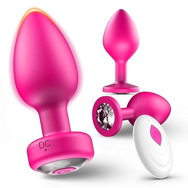 Anal Plug Sex Toys Vibrator- 3PCS Silicone Anal Toys Butt Plug Training Kit with Remote Control 10 Frequency Vibration, Vibrating Anal Plug and Prostate Massager, Adult Sex Toys and Games Pink