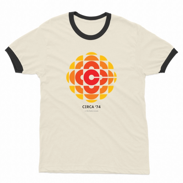 CBC Retro Ringer Tee - Vintage Canadian Broadcasting T-Shirt - Classic 70s Style Apparel - CBC Retro Style Ringer T-Shirt - Vintage Canadian