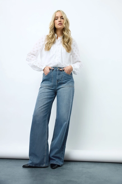 LTS Tall Blue Wide Leg High Waisted Jeans