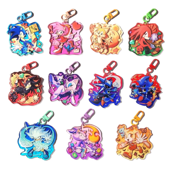 Sonic Glitter Colored Acrylic Keychains