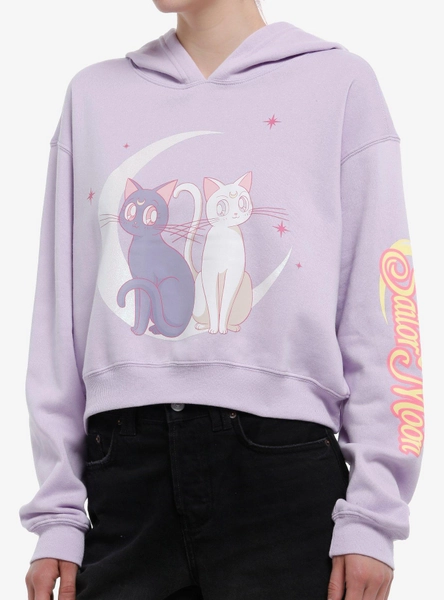 Pretty Guardian Sailor Moon Cats Glitter Girls Crop Hoodie