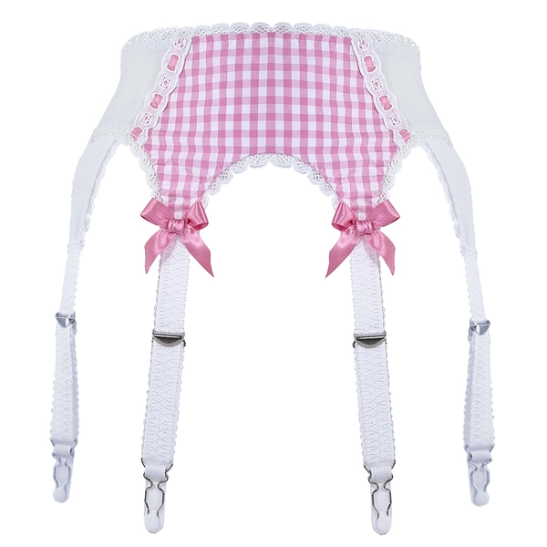Cupcake candy pink gingham suspender belt — Buttress & Snatch