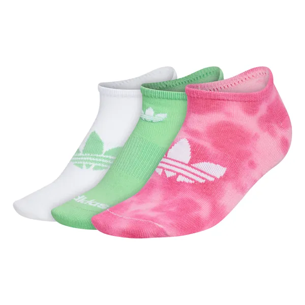 adidas Originals Womens Trefoil No Show Socks (3-pair) - Medium Bliss Pink/White/Glory Mint Green