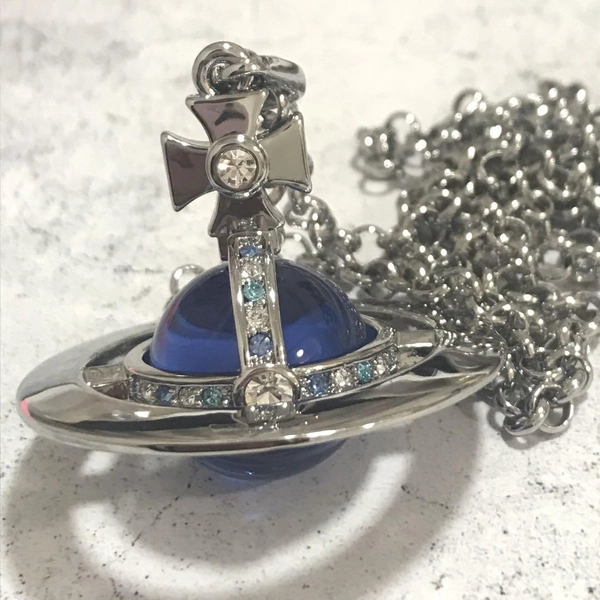Vivienne Westwood Necklace Small Orb Silver x Blue w/drawstring [EJ836