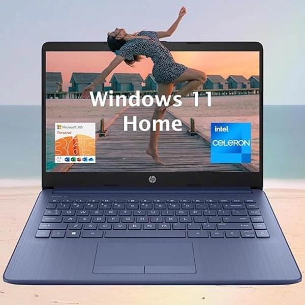 HP Portable Laptop (Include 1 Year Microsoft 365), 14’’ HD Display, 4GB RAM, 64GB eMMC, Intel Quad-Core N4120, Student and Business, Webcam, HDMI, Wi-Fi, RJ-45, Windows 11 Home, Grayish Blue