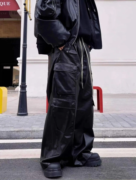 Opium-Inspired Lether Jeans Y2K Clothing Opium Pants Black Opium Jeans Oversized Leather Jeans Flared Leather Jeans Mens Opium Pants