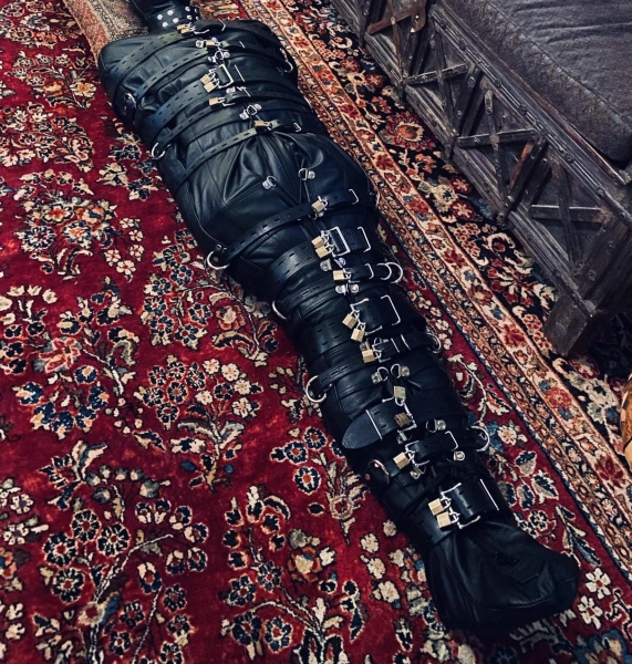 Genuine Leather Body Bag Sleep Sack with Belts - Straight Jacket - Restraining - Zipper and Belts Medical (13 colors) Mature