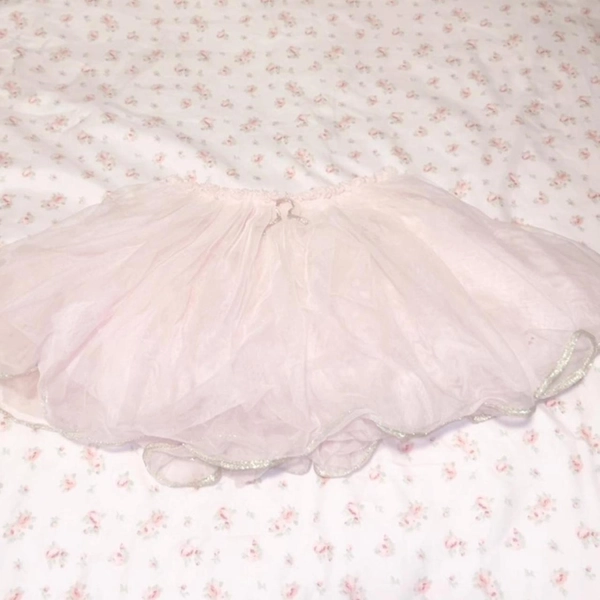 Pink tutu skirt with gold lace trim