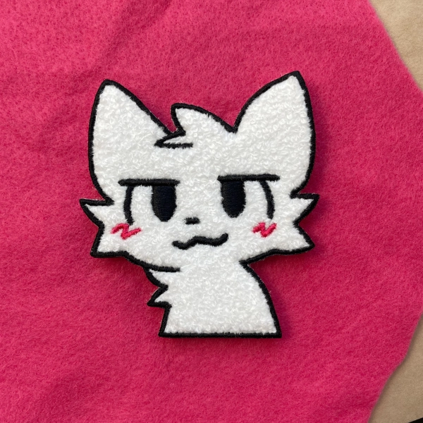 Fluffy Boykisser meme chenille embroidered patch