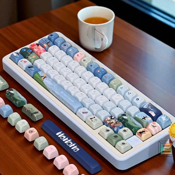 143 Keys Ghibli Anime Japanese Style Keycap Set | PBT Custom & Handmade For All Mechanical Keyboard Cherry MX And MX Style Switches | Gift