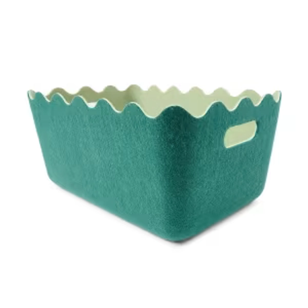 Two Tone Wave Felt Basket - Green