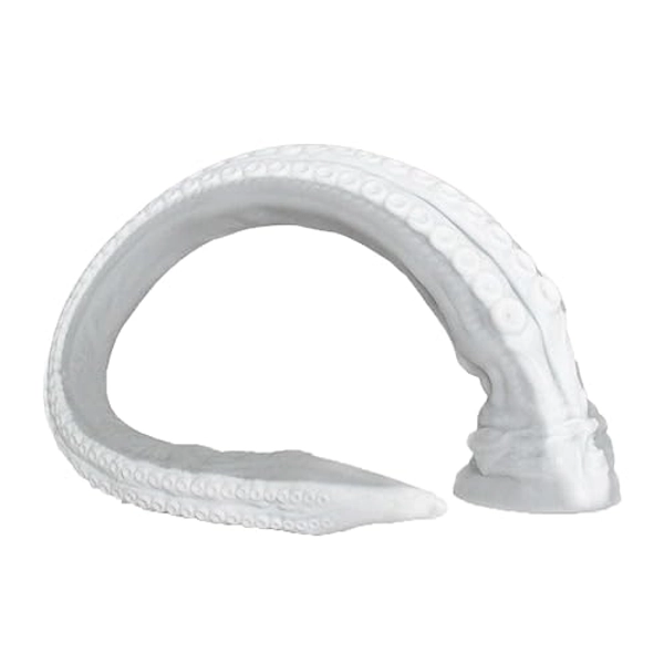 Nothosaur【Abyss II】 17.7 inch Long x 1.6 inch Wide Tentacle Dildo Depth Probe Training Anal Butt Plug- Soft Platinum Silicone - Handmade Fantasy Dildo with Suction Cup - Swan White & French Grey - S