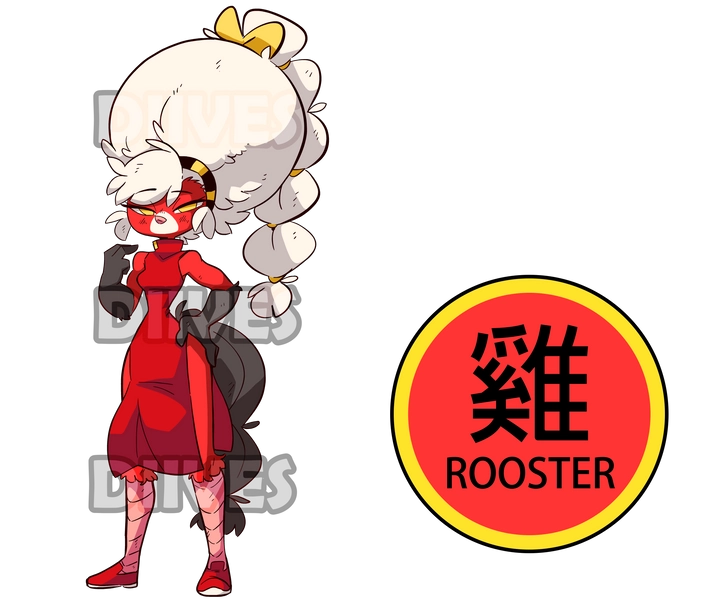 Lizhi Rooster Zodiac Standee by Diives solo comm