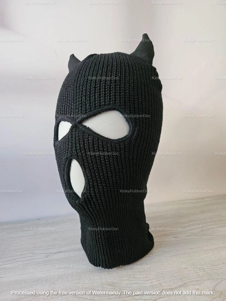 Mask Balaclava Horns Full Face. BDSM Bondage Sex Gay Mask Erotic Hood for sexy Adult Toys Games Deprivation Slave Mask Sub Mouth Hole Sir