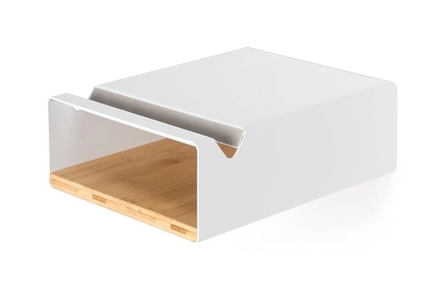 STIKE Bike Rack Shelf – Multifunctional Wall-Mounted Bike Hanger with Shelf – Premium Bamboo and Aluminum Wall Mount Shelf Bike Stand – Japanese Minimalist Display Shelf for Bicycles (White)