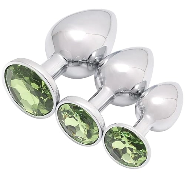 Akstore 3 Pcs Luxury Jewelry Design Fetish Anal Butt Plug (Light Green)