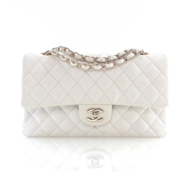 Chanel Medium White Caviar Classic Double Flap Bag - Luxe Du Jour