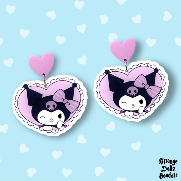 Kuromi earrings, 925 sterling silver, Strange Dollz Boudoir