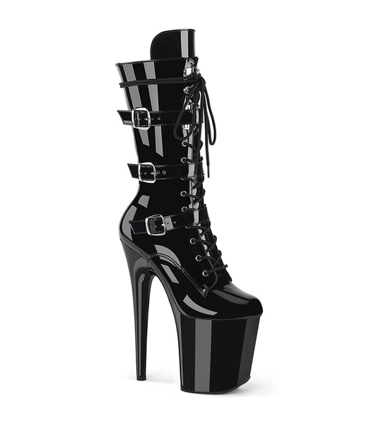 Plateau Stiefelette - FLAMINGO-1053 - Schwarz Lack | Pleaser online günstig kaufen!