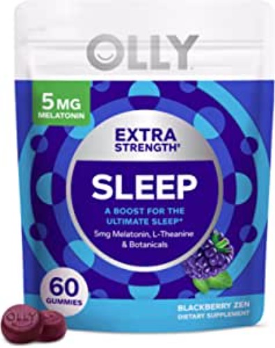 OLLY Extra Strength Sleep Gummy, Occasional Sleep Support, 5 mg Melatonin, L-Theanine, Chamomile, Lemon Balm, Sleep Aid, Blackberry - 60 Count - 60 Count (Pack of 1)