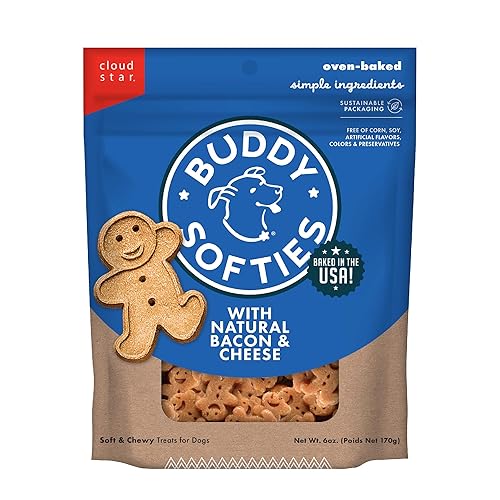 Buddy Biscuit Softies 6 oz Pouch, Soft & Chewy, Natural Bacon and Cheese Flavor Dog Treats, Oven Baked in the USA - 6 Fl Oz (Pack of 1)