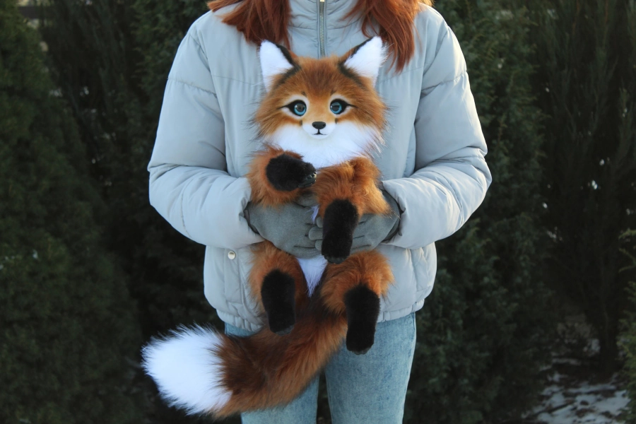 IN STOCK Brown fox poseable art doll plush animal
