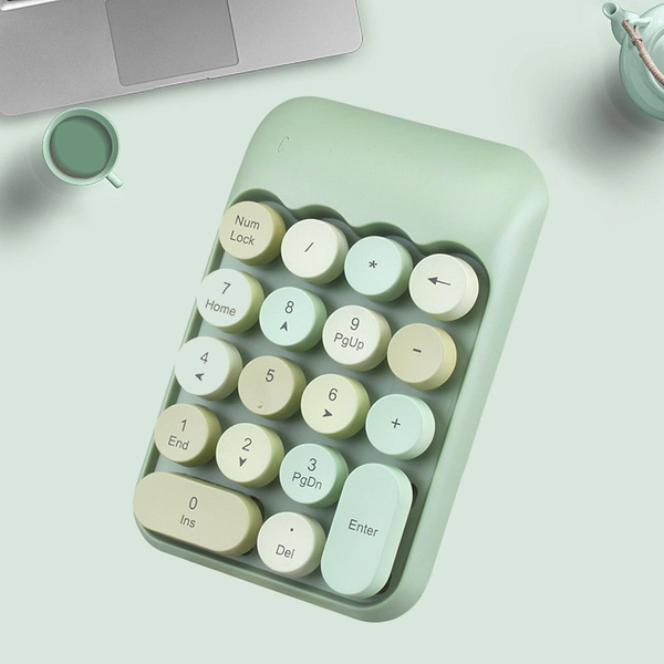 Pastel Cute Wireless Numeric Keypad USB Mini Number Keyboard Kawaii Desk Decor - Green