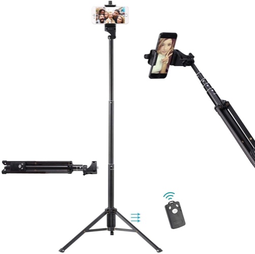 Ottertooth Selfie Stick Tripod, Extendable Tripod Stand with Wireless Remote Shutter, Phone Tripod