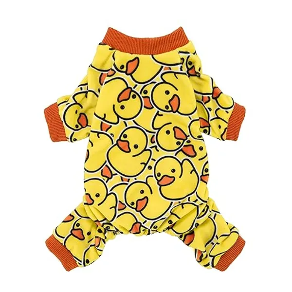 Fitwarm Funny Duck Dog Pajamas, Dog Winter Clothes for Small Dogs Girl, Lightweight Velvet Pet Jumpsuit, Cat Onesie, Yellow, Medium - Medium - Duck